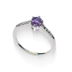 Natural Purple Sapphire Ring with Diamonds - Oval Cut 0.62ct