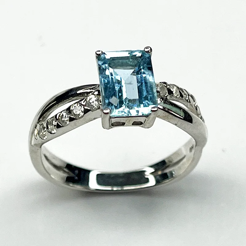 Bague Argent 925 – Modèle Éclat Pavé (Aigue-marine, Rubis, Saphir)