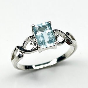 Bague Argent 925 – Modèle Élégance Tressée (Aigue-Marine Émeraude)