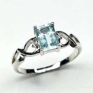 Bague Argent 925 – Modèle Élégance Tressée (Aigue-Marine Émeraude)