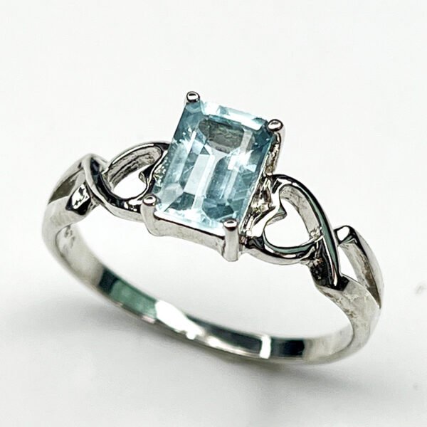 Bague Argent 925 – Modèle Élégance Tressée (Aigue-Marine Émeraude) - Image 3