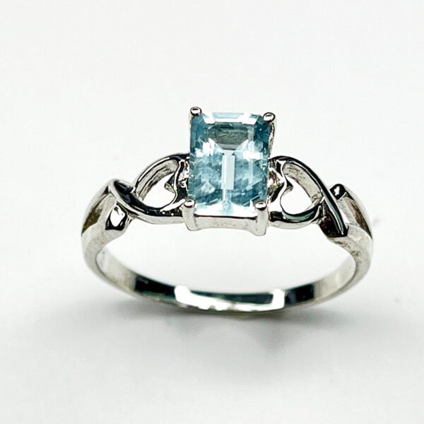 Bague Argent 925 – Modèle Élégance Tressée (Aigue-Marine Émeraude) - Image 4