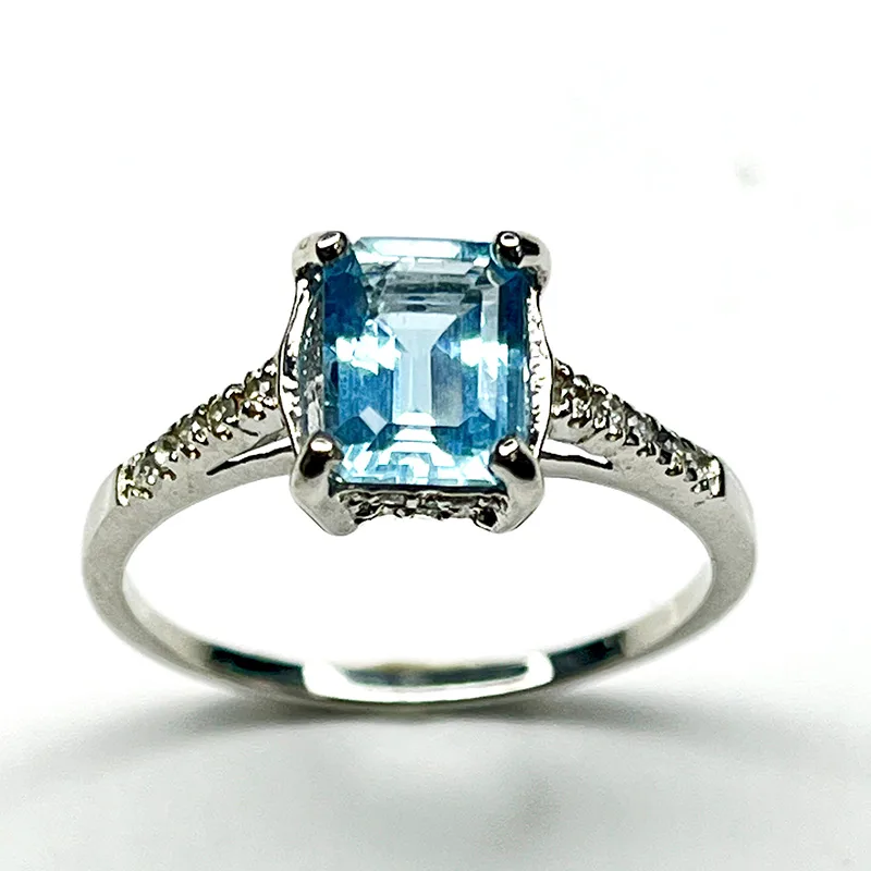 Bague Argent 925 – Modèle Élégance Pavée (Aigue-marine Coussin & Émeraude) - Image 11