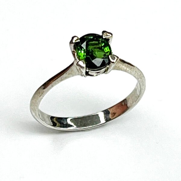 Bague argent 925 modèle cœur avec pierre naturelle tourmaline verte taille 53