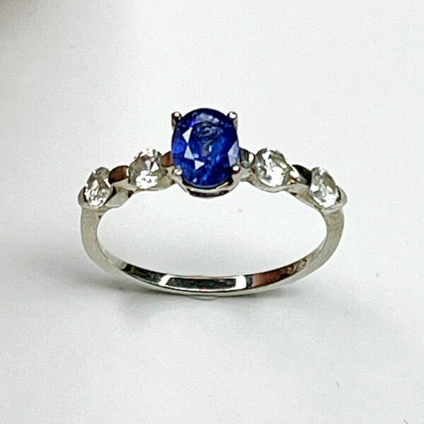 Bague Argent 925 Modèle Duo Éclat – Grenat Tsavorite / Saphir bleu clair / Saphir bleu foncé / Saphir violet (plaqué or rose) - Image 2