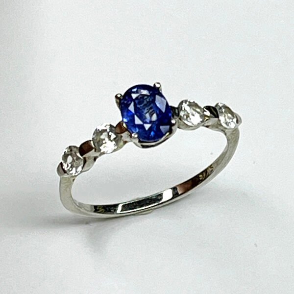 Bague Argent 925 Modèle Duo Éclat – Grenat Tsavorite / Saphir bleu clair / Saphir bleu foncé / Saphir violet (plaqué or rose) - Image 3
