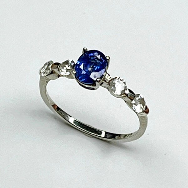 Bague Argent 925 Modèle Duo Éclat – Grenat Tsavorite / Saphir bleu clair / Saphir bleu foncé / Saphir violet (plaqué or rose) - Image 4
