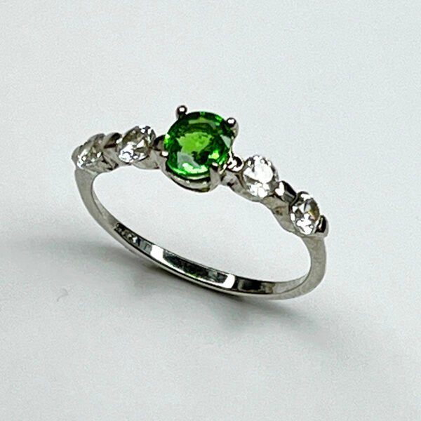 Bague Argent 925 Modèle Duo Éclat – Grenat Tsavorite / Saphir bleu clair / Saphir bleu foncé / Saphir violet (plaqué or rose) - Image 5