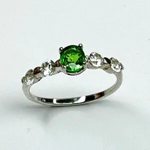 Bague Argent 925 Modèle Duo Éclat – Grenat Tsavorite / Saphir bleu clair / Saphir bleu foncé / Saphir violet (plaqué or rose)