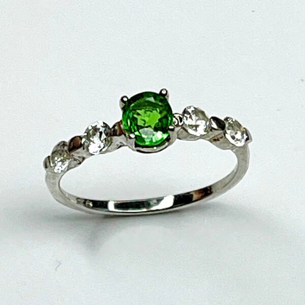 Bague Argent 925 Modèle Duo Éclat – Grenat Tsavorite / Saphir bleu clair / Saphir bleu foncé / Saphir violet (plaqué or rose)