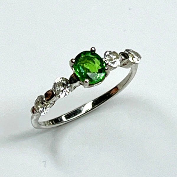 Bague Argent 925 Modèle Duo Éclat – Grenat Tsavorite / Saphir bleu clair / Saphir bleu foncé / Saphir violet (plaqué or rose) - Image 7