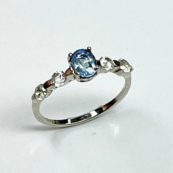 Bague Argent 925 Modèle Duo Éclat – Grenat Tsavorite / Saphir bleu clair / Saphir bleu foncé / Saphir violet (plaqué or rose) - Image 9