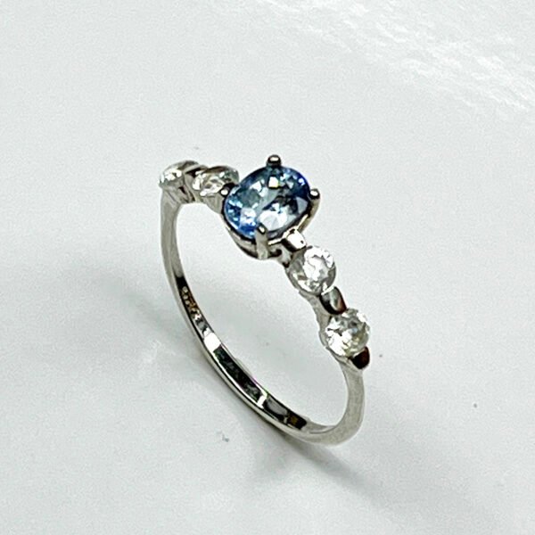 Bague Argent 925 Modèle Duo Éclat – Grenat Tsavorite / Saphir bleu clair / Saphir bleu foncé / Saphir violet (plaqué or rose) - Image 10