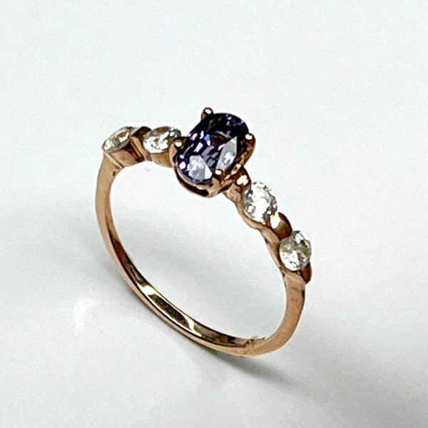 Bague Argent 925 Modèle Duo Éclat – Grenat Tsavorite / Saphir bleu clair / Saphir bleu foncé / Saphir violet (plaqué or rose) - Image 11