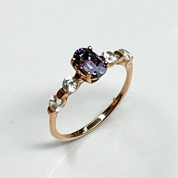 Bague Argent 925 Modèle Duo Éclat – Grenat Tsavorite / Saphir bleu clair / Saphir bleu foncé / Saphir violet (plaqué or rose) - Image 12