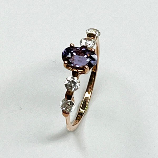 Bague Argent 925 Modèle Duo Éclat – Grenat Tsavorite / Saphir bleu clair / Saphir bleu foncé / Saphir violet (plaqué or rose) - Image 13