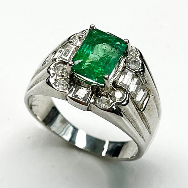 Bague Émeraude Naturelle – Modèle « Empire Émeraude » | Argent 925 & Zircons - Image 3