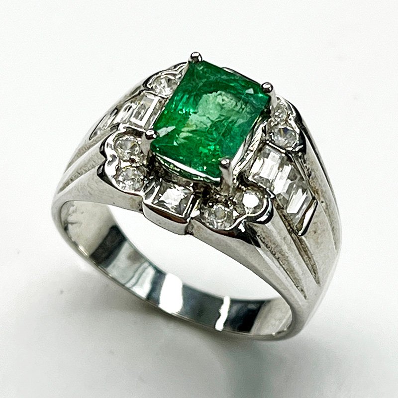 Bague Émeraude Naturelle – Modèle « Empire Émeraude » | Argent 925 & Zircons - Image 3