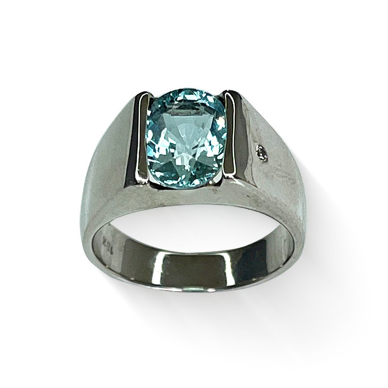 18K White Gold Ring with Natural Aquamarine 2.23 ct & Diamond — Gems2u4ever