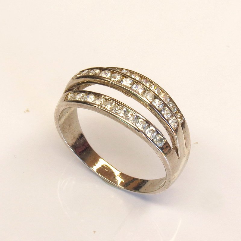 Bague argent 925 avec deux lignes de zircons blancs naturels – modèle Lignes de Lumière