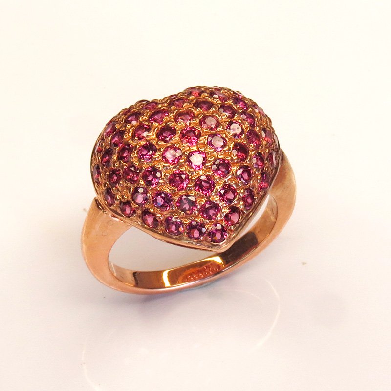 Bague pavée de saphirs roses naturels – modèle Velours Rose en argent 925 plaqué or rose