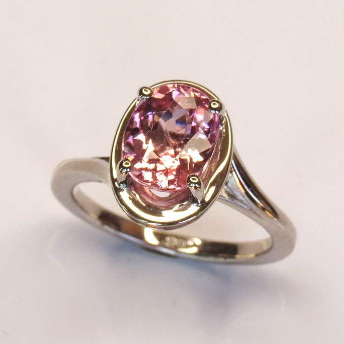 Bague tourmaline rose naturelle modèle Rose Cristal en argent 925