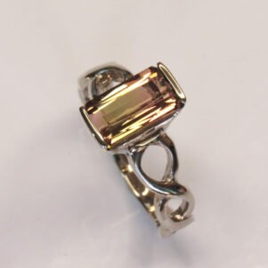 Bague « Sillage Rosé » – Tourmaline Bicolore Naturelle – Argent Sterling 925