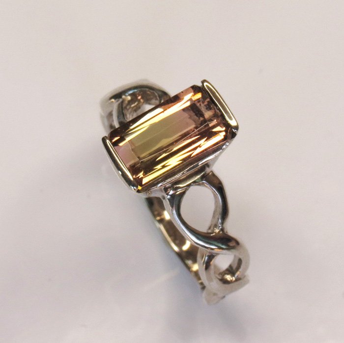 Bague « Sillage Rosé » – Tourmaline Bicolore Naturelle – Argent Sterling 925