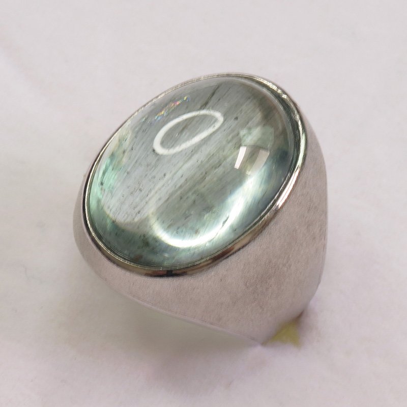 Bague aigue-marine naturelle cabochon 20 ct argent 925 finition sablée taille 59