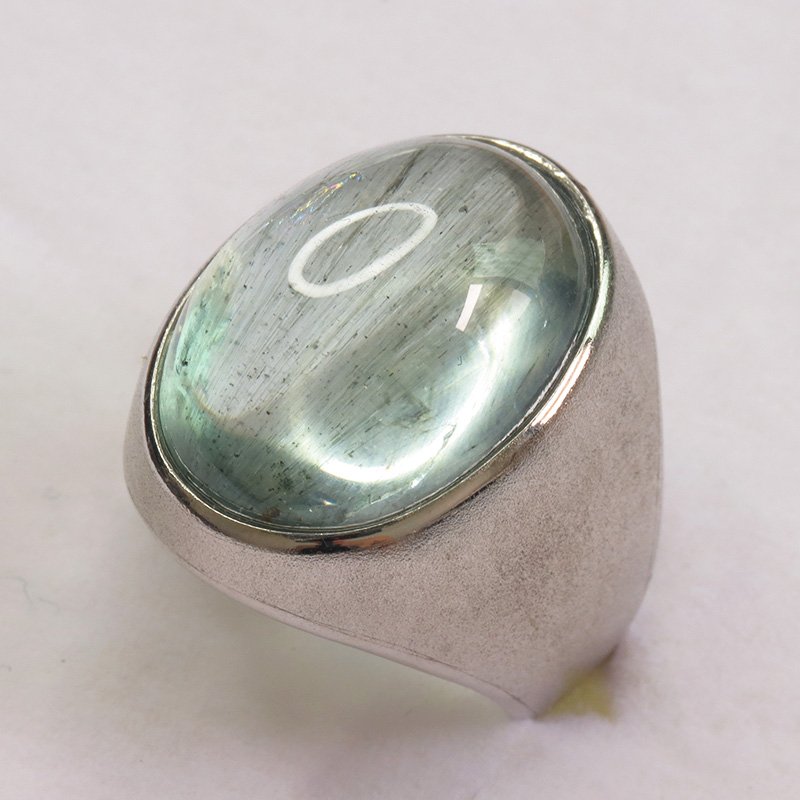 Bague aigue-marine naturelle 20 ct argent 925 taille 59, vue de la bague