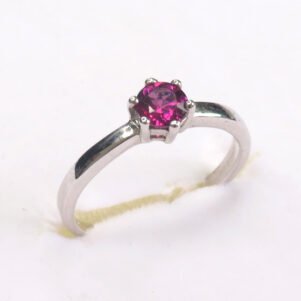 Bague solitaire grenat rhodolite naturel argent 925 taille 54